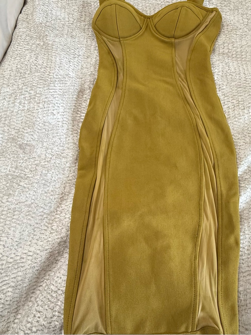 Sculpted Bustier Midi Dress in Olive